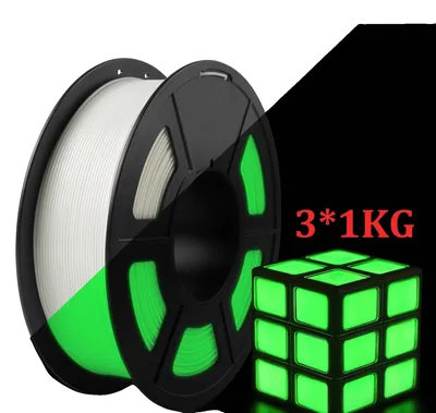 Produktbild von PLA-Filament, Leuchtet im Dunkeln, Universelle Kompatibilität, 3Stk PLA Weiß Grün