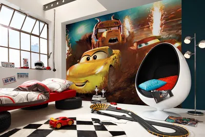 Produktbild von Komar Vlies Fototapete "Cars Dirt Track" - Größe: 350 x 250 cm (Breite x Höhe) - 7 Bahnen