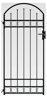 Produktbild von Gartentor mit gewölbter Spitze, Metalltor, Hoftor, Pforte, Gartentür, Zauntür, Einzeltor, Stahl Schwarz 89 x 200 cm (B x H) mit 3 Schlüsseln