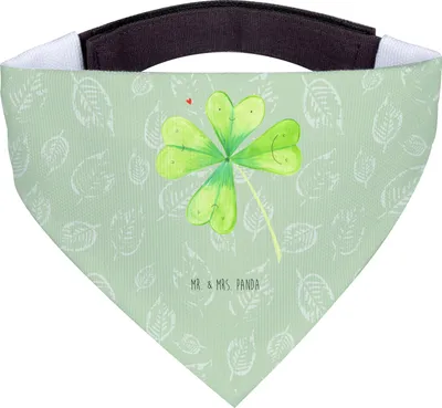 Produktbild von Mr. & Mrs. Panda Schal Für Hunde Blume Kleeblatt - Blattgrün - Geschenk, Hals Tuch, Jobwechsel, Umzug, Dreieckstuch, Bandana, Hundehalstuch, Halstuch, Glücksbringer, Hund