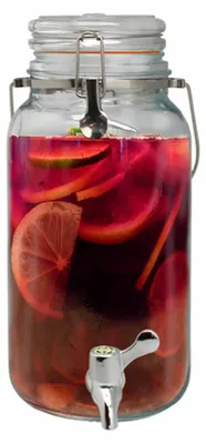 Getränkespender aus Glas, 4 Liter, mit Zapfhahn, transparent