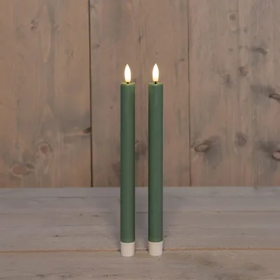 Produktbild von Anna Collection Led Tischkerzen - 2x - grun - 25 cm - 3D Flamme