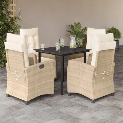 Produktbild von Möbel 5-tlg. Garten-Essgruppe mit Kissen Beige Poly Rattan - Gartenmöbelgarnituren 3213010