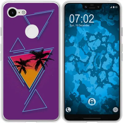 Produktbild von PhoneNatic Case kompatibel mit Google Pixel 3 XL Silikon-Hülle Retro Wave Palmen M3