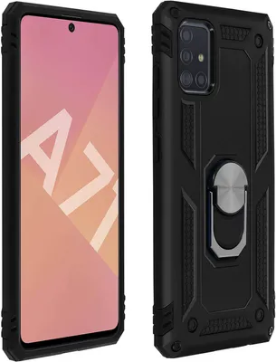 Productafbeelding van Avizar, hybride telefoonhoesje met ringhouder voor de Samsung Galaxy A71, zwart