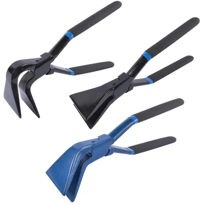 Produktbild von Blechbieg- und Abkantzangen Set - 3-teilig - Für 0° 45° 90° Kantungen - Blechbearbeitung - Gebogener Griff - Blau