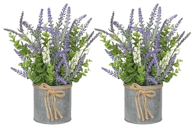 Obrázok produktu pre Kvalitné umelé rastliny levandule vhodné na dekoráciu interiéru aj exteriéru, výška kvetináča 12,7 cm, výška rastliny 20,3 cm, ideálne do domácnosti, kancelárie a na rôzne podujatia