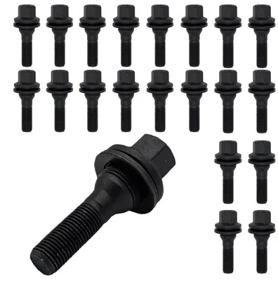 Immagine prodotto di 20 viti per cerchi in acciaio M12x1.25, lunghezza 41mm, a testa piatta, colore nero, compatibili con Vauxhall Astra VIII, Astra VIII Sports Tourer, Combo IV, Combo IV 4x4, Combo IV Life e Corsa