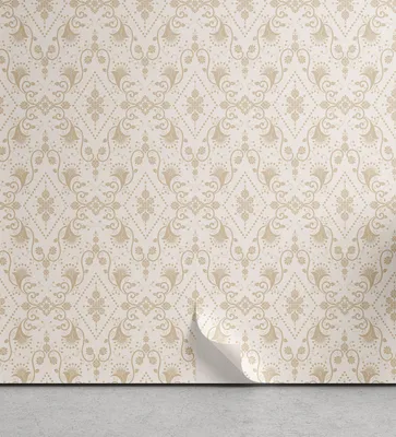 Zdjęcie produktu dla ABAKUHAUS Tapeta damaśka zrywalna i samoprzylepna do domu, klasyczny styl retro, samoprzylepna dekoracja do salonu lub kuchni, 33 cm x 250 cm, kremowo-brązowa