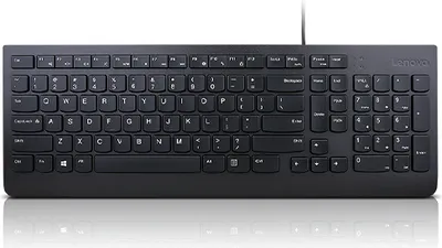 Produktbild von Lenovo Essential, Volle Größe (100%), Kabelgebunden, USB, Membran Key Switch, QWERTY, Schwarz