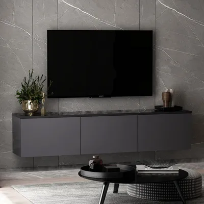 Produktbild von Surrigone - TV-Schrank, 160x32x35h cm Anthrazit, 3 Fächer