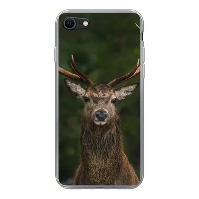 Produktbild von MuchoWow® Handyhülle Schutzhülle Hülle für iPhone SE 2020 Hirsch - Geweih - Natur Silikon Softcase Handy Hülle - Kartenbesitzer