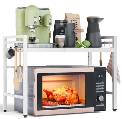 Productafbeelding van Omgoods - Magnetron Rek met 2 Niveaus - Ruimtebesparende Keuken Organizer