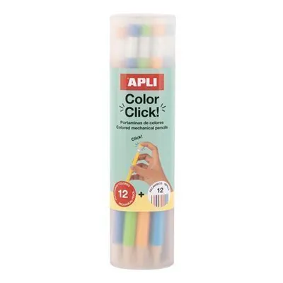 Obrázok produktu pre Farebné mechanické ceruzky, sada, v puzdre, APLI "Color Click", 12 rôznych farieb