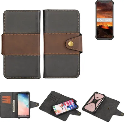 Produktbild von K-S-Trade Handyhülle Schutzhülle Hülle Bookstyle Wallet-Case kompatibel mit Blackview BV9600E Bumper Rundumschutz schwarz-braun 1x