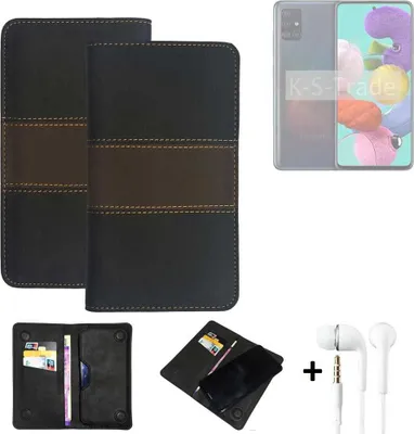 Produktbild von K-S-Trade Handyhülle + Kopfhörer kompatibel mit Samsung Galaxy A51 Schutzhülle Walletcase Bookstyle Tasche Schutz Case Hülle Wallet Cover