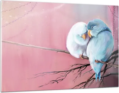Produktbild von Bilder auf glas - Einteilig - Vögel Blau Zweig - 120x80cm - Glasbilder - Wandbilder - Bilder - zum Aufhängen bereit - Wanddekoration aus Glas - Glas Bilder - Wandbild auf Glas - GAA120x80-5026