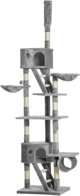 Imagen del producto de Árbol para gatos, de altura total de 240-260 cm, con cuerda de sisal, en color gris claro