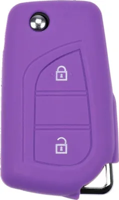 Produktbild von Auto Schlüssel Hülle Silikon Schutz Cover Lila kompatibel mit Toyota Aygo Citroen C1 Peugeot 108 2 Tasten Klappschlüssel