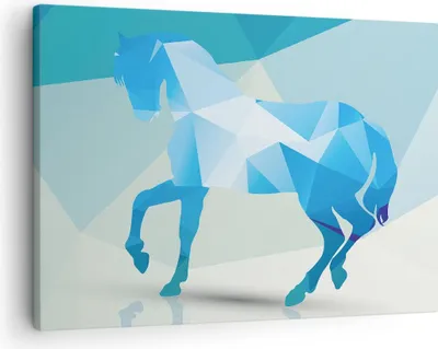 Produktbild von Bild auf Leinwand - Leinwandbild - Pferd Illustration modern Grafik - 70x50cm - Wand Bild - Wanddeko - Leinwanddruck - Bilder - Kunstdruck - Wanddekoration - Leinwand bilder - Wandkunst - AA70x50-2814