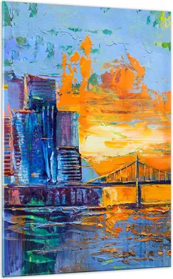 Produktbild von Bilder auf glas - Einteilig - Stadt Brücke pastos - 70x100cm - Glasbilder - Wandbilder - Bilder - zum Aufhängen bereit - Wanddekoration aus Glas - Glas Bilder - Wandbild auf Glas - GPA70x100-4392