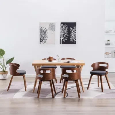 Zdjęcie produktu dla The Living Store Krzesła do jadalni 6 szt. Ciemnoszare drewno gięte i tkanina