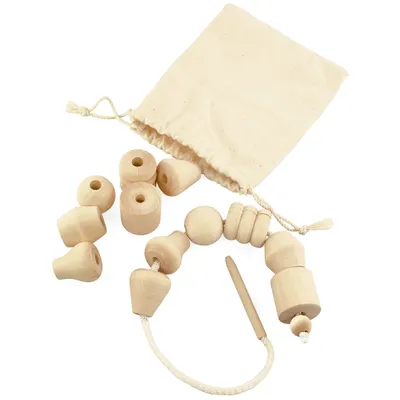 Produktbild von Montessori Holzschnürspielzeug "Holzschnürung unvollendet“