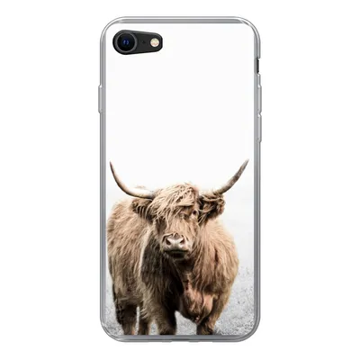 Produktbild von MuchoWow® Handyhülle Schutzhülle Hülle für iPhone SE 2020 Schottischer Highlander - Vlies - Kuh Silikon Softcase Handy Hülle - Kartenbesitzer