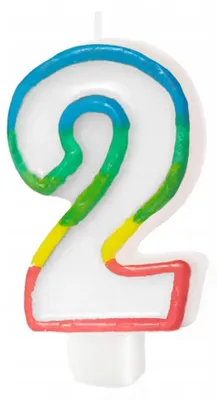 Imagen del producto de PartyPal, vela para pastel de cumpleaños, número 2, borde de colores, 8,5 cm