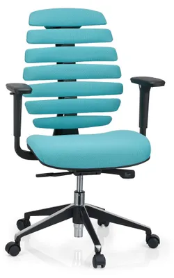 Zdjęcie produktu dla hjh OFFICE Profesjonalne krzesło biurowe ERGO LINE II Ergonomiczne krzesło biurowe z podłokietnikami Tkanina Turkusowe krzesło obrotowe do biura, domu