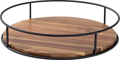 Produktbild von INF Drehbarer Aufbewahrungstablett aus Holz für Küche, 1 Stück 7 Zoll