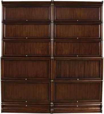 Produktbild von Casa Padrino Luxus Mahagoni Bücherschrank mit 10 Glastüren und 2 Schubladen Dunkelbraun 172 x 36,5 x H. 197 cm - Luxus Büromöbel