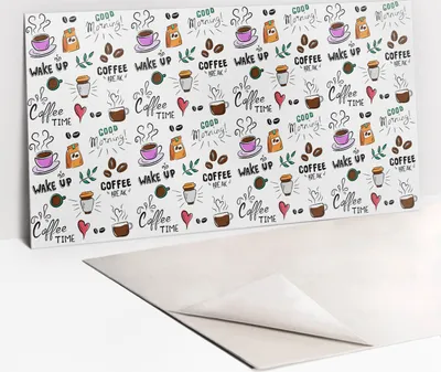 Produktbild von Dekorative PVC Wandpaneele - Küchenpaneele Rückwand hart Innenwand - 100 x 50 - Kaffee zeichnen
