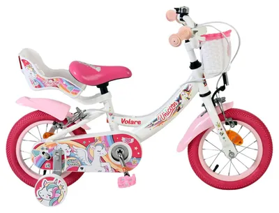 Produktbild von Volare Unicorn Kinderfahrrad – Mädchen – 12 Zoll – Weiß – Zwei Handbremsen