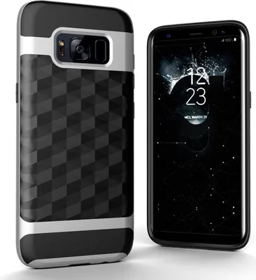 Produktbild von Hülle für Samsung Galaxy S8 Plus Backcover Case Handy Schutzhülle - Cover 3D Prisma Design Silber