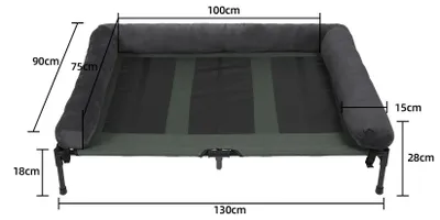 Produktbild von Erhöhtes Hundebett - XXL Hundeliege - Für große Hunde - 130x90x28 cm - Atmungsaktives Mesh - Abnehmbarer Plüschrand - Grau