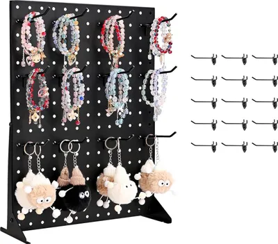 Produktbild von VEVOR Stecktafel Displayständer, 440x330x114 mm, Präsentationsständer mit 15 Haken, Tafelplatte aus kaltgewalztem Stahl für Lebensmittelgeschäfte, Einzelhandelsgeschäfte & Juweliergeschäfte