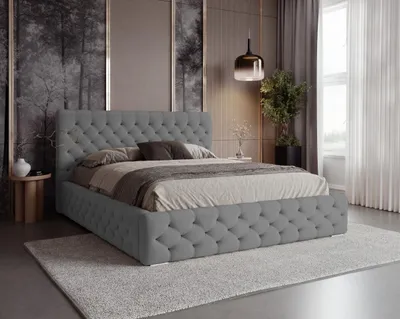 Zdjęcie produktu dla BESILIO Łóżko pikowane 140x200 Chester - łóżko z pojemnikiem chesterfiled - Szary