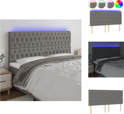 Produktbild von vidaXL LED Kopfteil Dunkelgrau 200x7x118/128 cm Stoff -  Kopf- & Fußenden