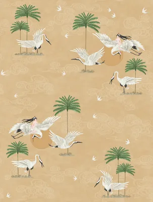 Immagine prodotto di Walls4You carta da parati gru beige - 640344 - 53 cm x 10 m
