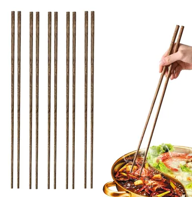 4 Paar Holz-Essstäbchen 43 cm, extra lang zum Kochen