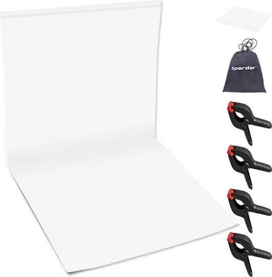 Obrázek produktu pro Skládací pozadí do fotoateliéru, 3 m x 4,5 m, bílé, 4 svorky, pro fotografii, video a ateliér