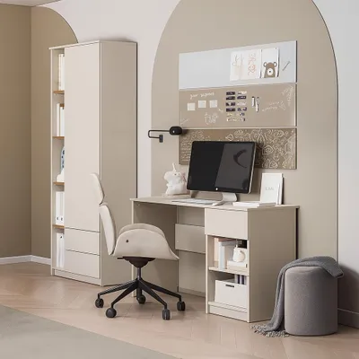 Produktbild von Jugendzimmer Set 2-teilig FIER-129 mit Schreibtisch in kaschmir mit Eiche