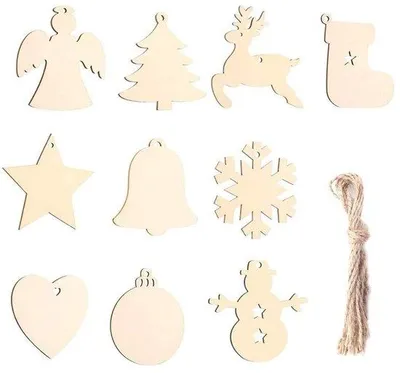 Productafbeelding van 100 Stuks Houten Kerstdecoraties voor DIY Projecten