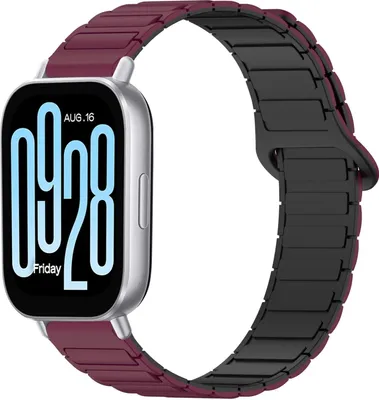 Immagine prodotto di Per Xiaomi Redmi Watch 5 Active due colori silicone magnetico sostituzione braccio banda vino rosso
