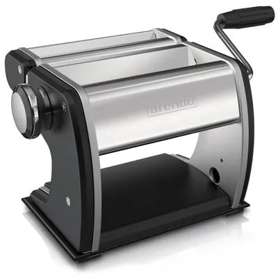 Produktbild von Arendo Nudelmaschine manuell, Pasta Maker, Edelstahl, Nudelpresse, 7 einstellbare Stärken, Duplexvorsatz für Spaghetti, Tagliatelle, Lasagne - 2mm und 6,5mm