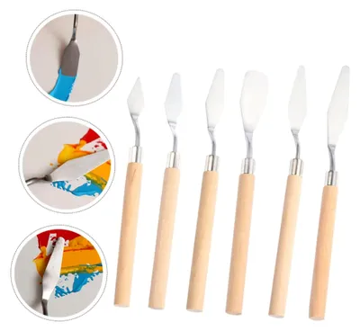 Produktbild von 6-teiliges Set Malmesser mit Holzgriff für Öl- und Acrylfarben
