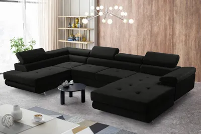 Produktbild von AX LIVING Arborio XL Wohnlandschaft XXL U Form Eckcouch Schwarz L
