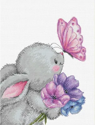 Immagine prodotto di Kit punto croce Luca-S "coniglio e farfalla", fai da te, 17x22cm