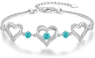 Produktbild von Armband Damen 925 Sterling Silber Herz Rosegold Geburtsstein Zirkonia Dezember Rhodinierung